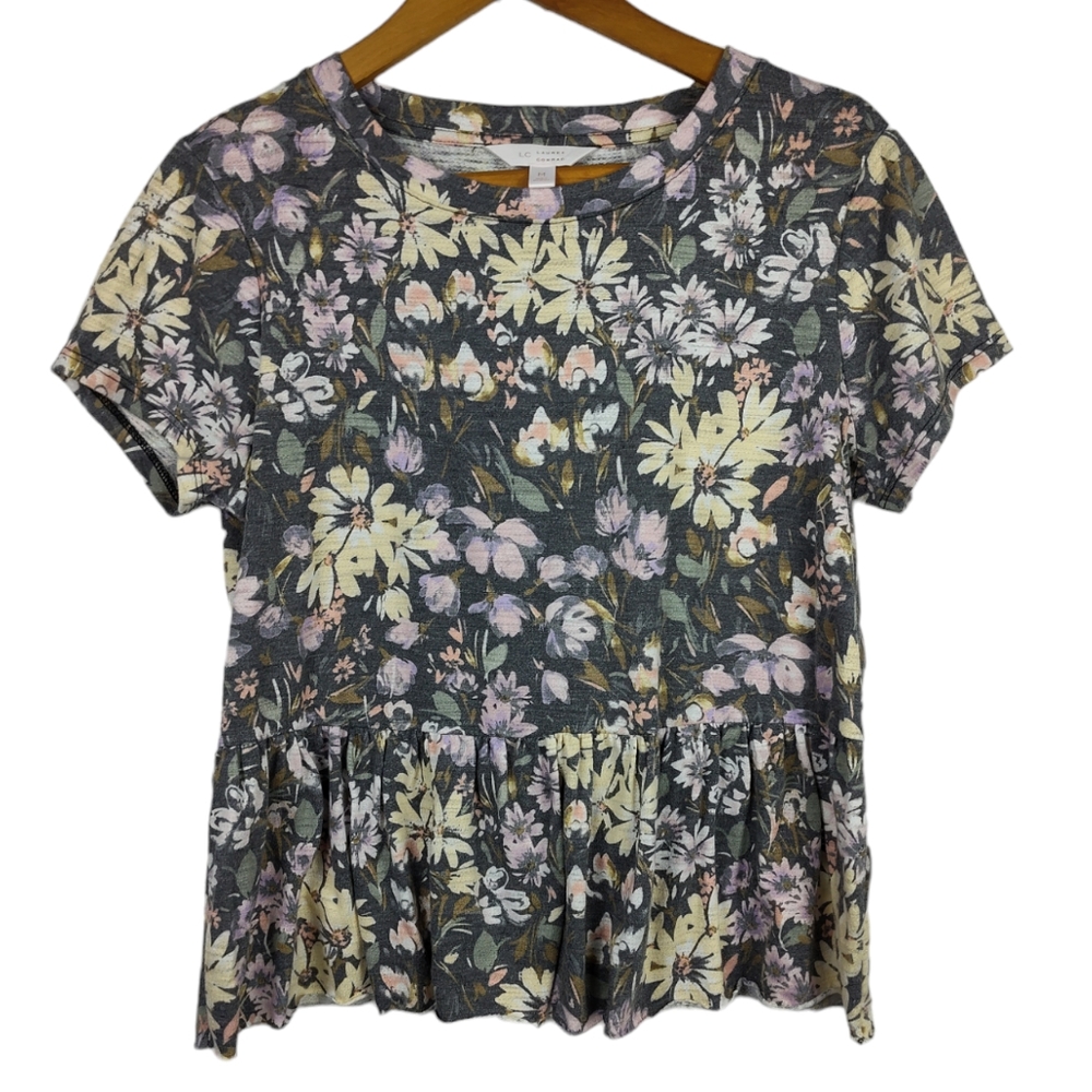 LC Lauren Conrad Floral Peplum Top
